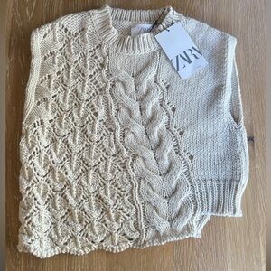 🐚🤍NWT ZARA CREAM CREW NECK KNITTED A-LINE VEST🤍🐚